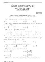 Đề tham khảo kiểm tra 45 phút môn Đại sô Lớp 9 - Chương Phương trình bậc hai - Mã đề 123 - Năm học 2018-2019